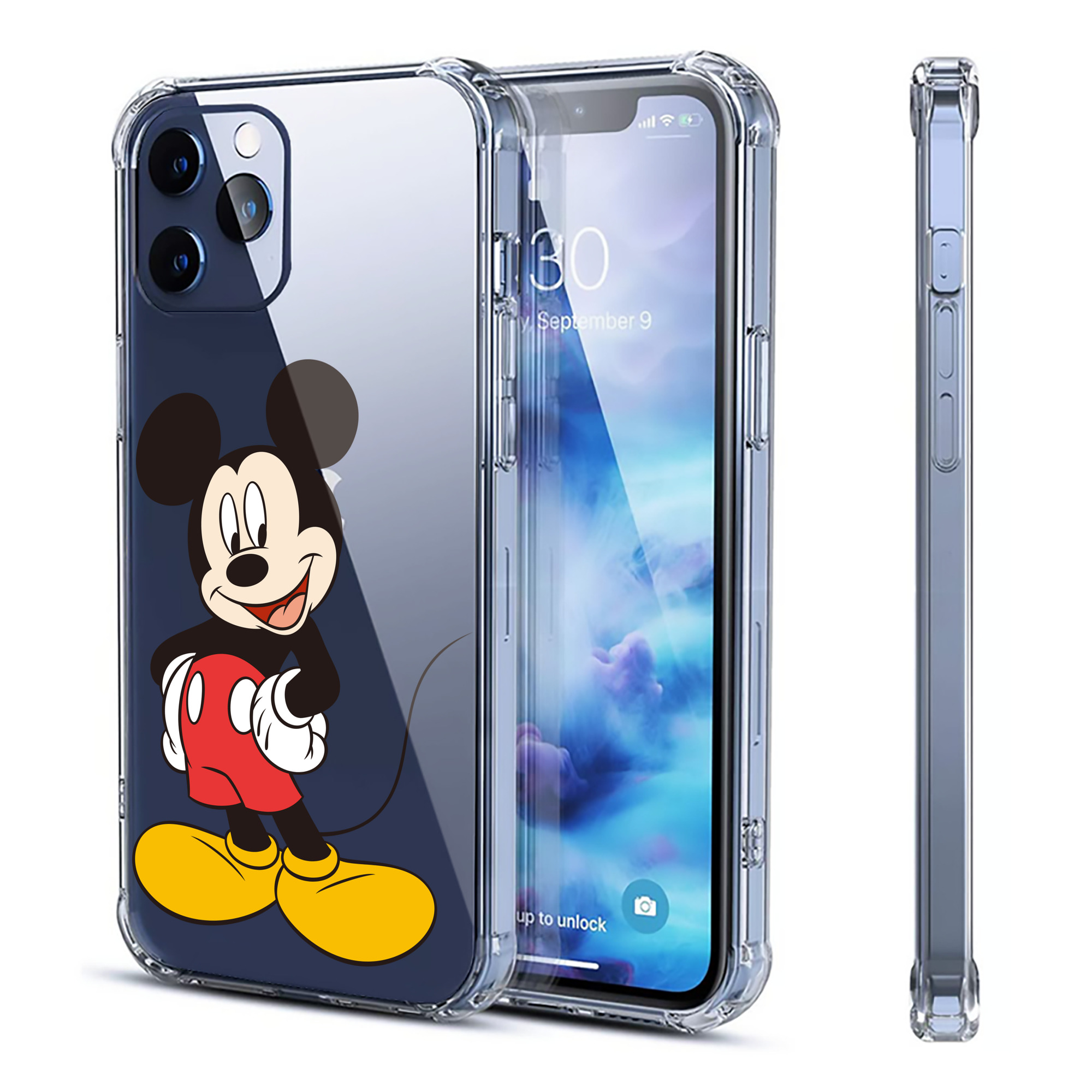 （画像用） ミッキーマウス Mickey Mouse 【iPhone 12シリーズ対応】透明スマホケース（クリアソフトケース）